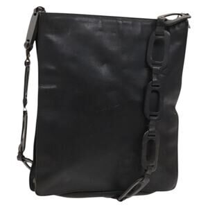 GUCCI Shoulder Bag Leather Black Gold